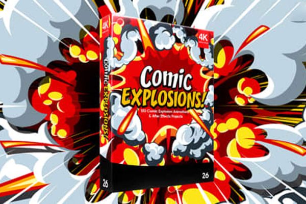 4K视频素材-150个动漫卡通烟雾爆炸MG动画特效 BBV26+AE工程