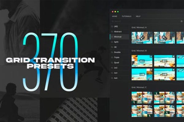 AE脚本-370组创意多画面网格分屏动态组合切换转场过渡预设 Grid Transitions