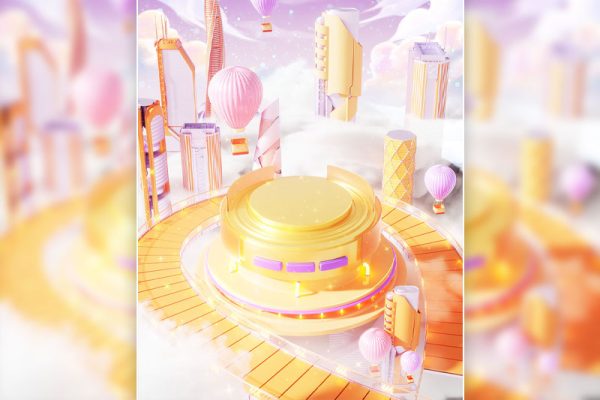 C4D工程-双十一城市建筑电商展台场景工程电商场景展台C4D模型下载