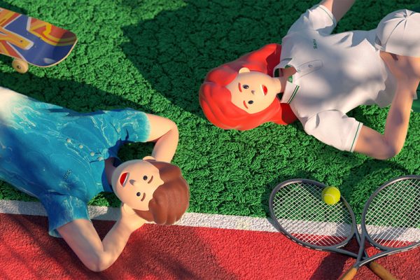 C4D工程-卡通ip操场休息场景渲染工程卡通ip人物C4D模型下载