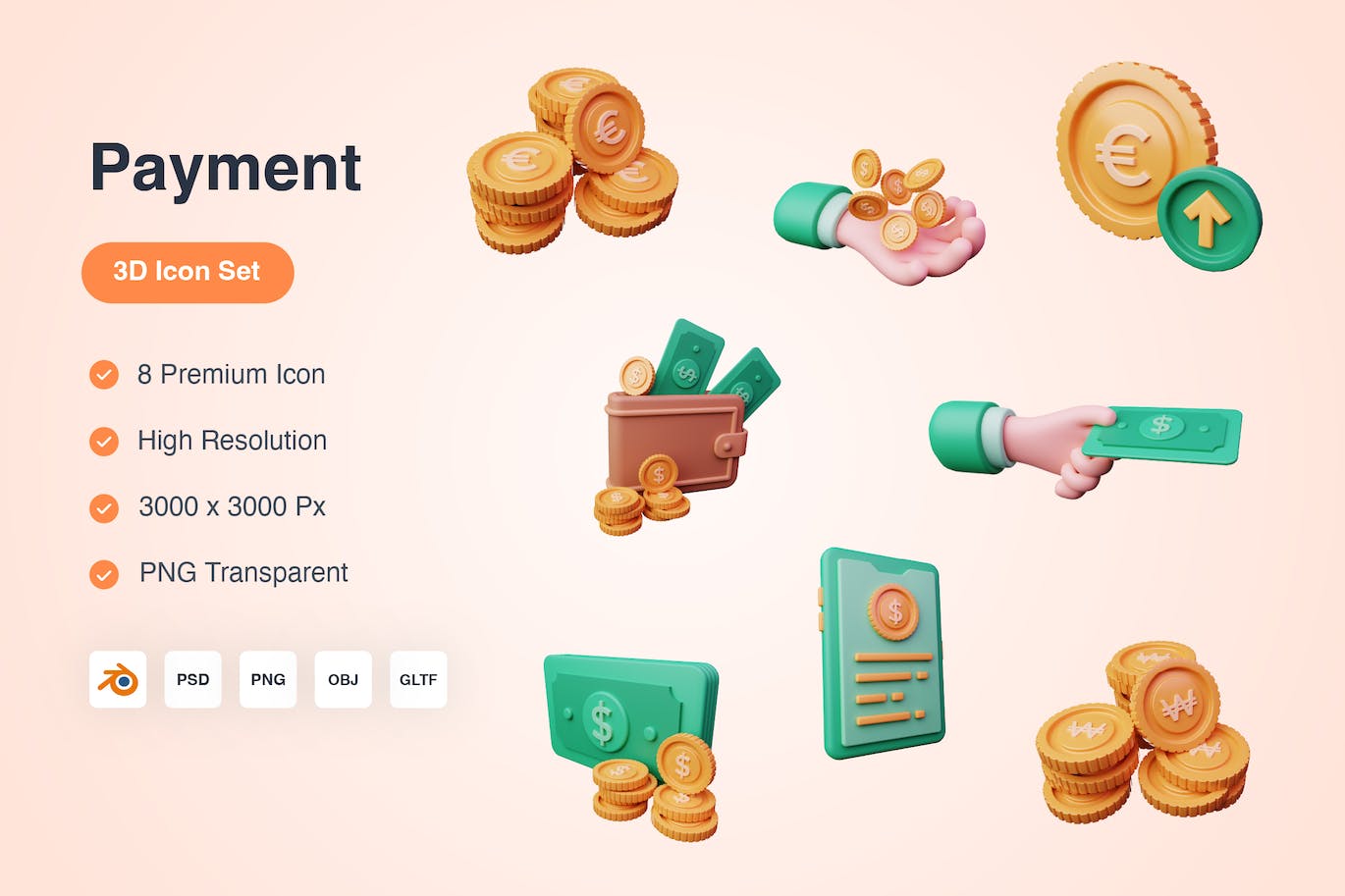 付款支付主题3D图标模型素材下载 Payment 3D Icons