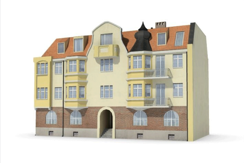 C4D低层楼房模型房子模型建筑C4D模型下载