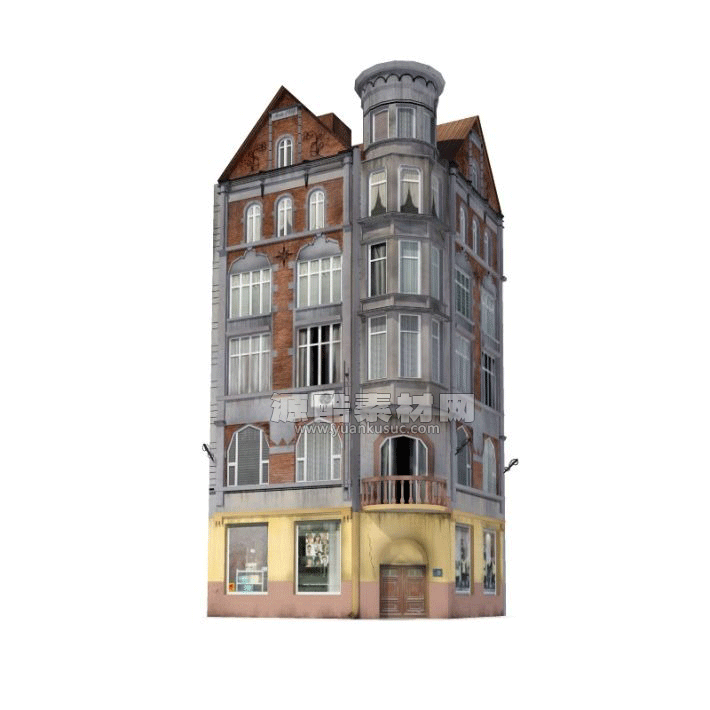 老房子模型低层楼房模型旧建筑C4D模型下载