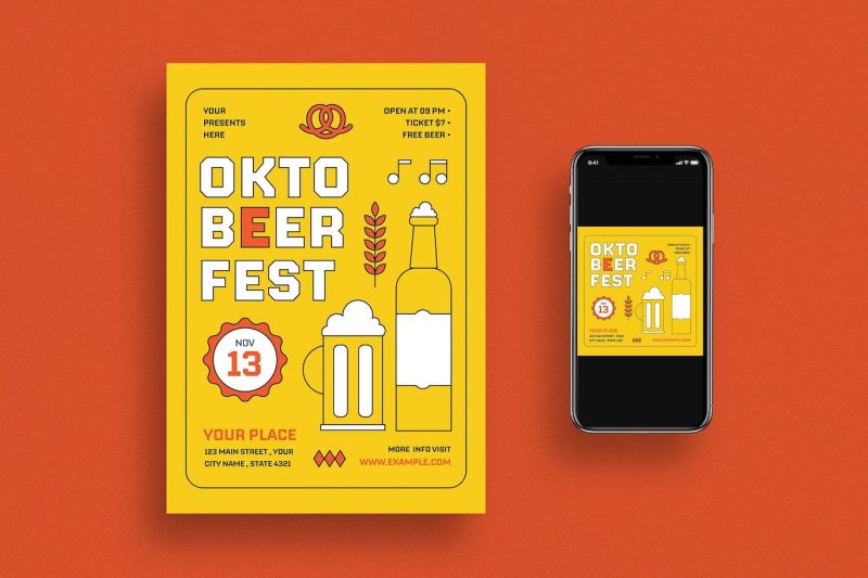 十月节日传单设计素材 Oktober Festival Flyer