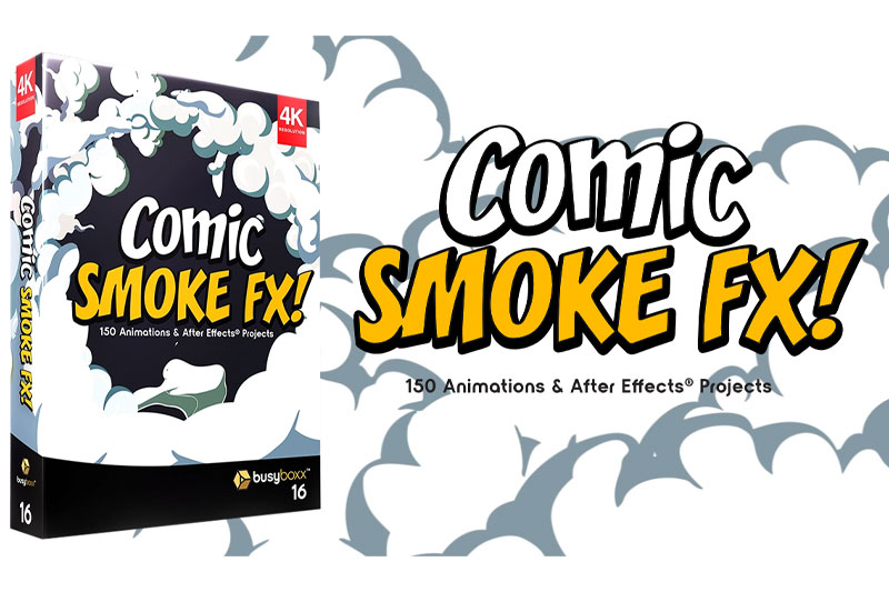 4K视频素材-150组动漫卡通云团烟雾特效MG动画素材 BBV16 Comic Smoke FX（含AE模板）