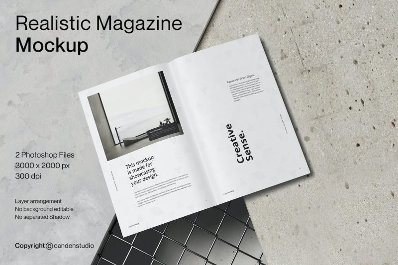 杂志内页版式设计预览样机素材 FA – New Realistic Magazine Mockup