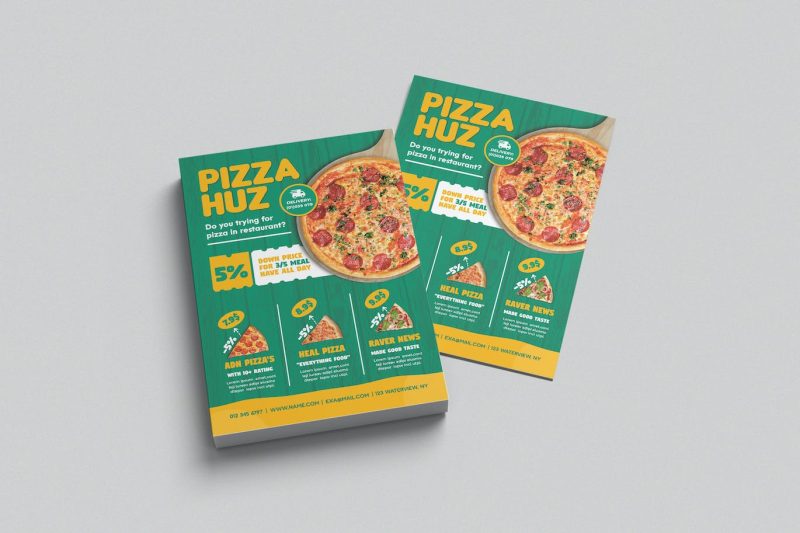 披萨食品传单设计模板素材 Pizza Food Flyer