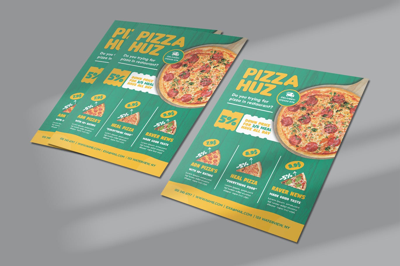 披萨食品传单设计模板素材 Pizza Food Flyer