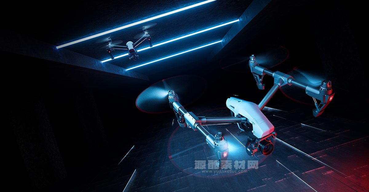 C4D工程-无人机场景渲染工程无人机模型C4D模型下载