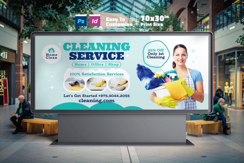 清洁服务广告牌模板素材 Cleaning Services Billboard Templates