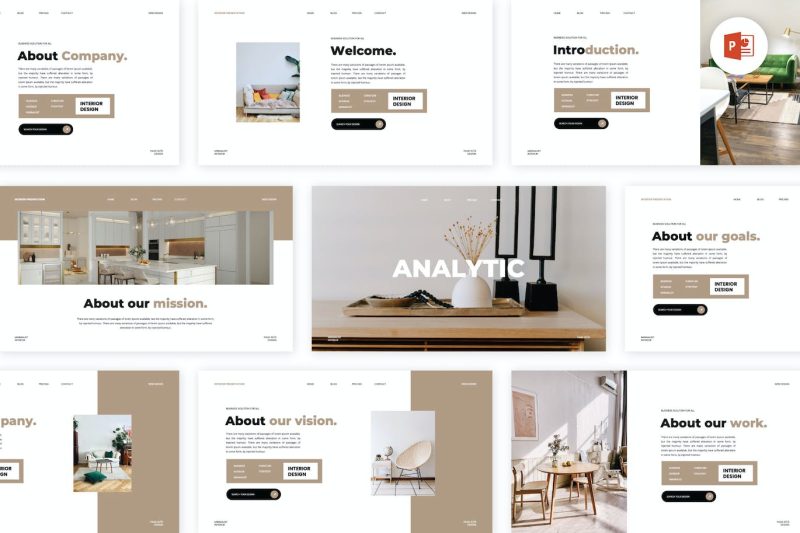 室内装饰设计品牌PPT模板 Analytic – Interior Powerpoint Template