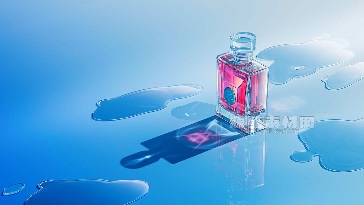 C4D工程-玻璃瓶香水场景渲染工程香水瓶C4D模型下载
