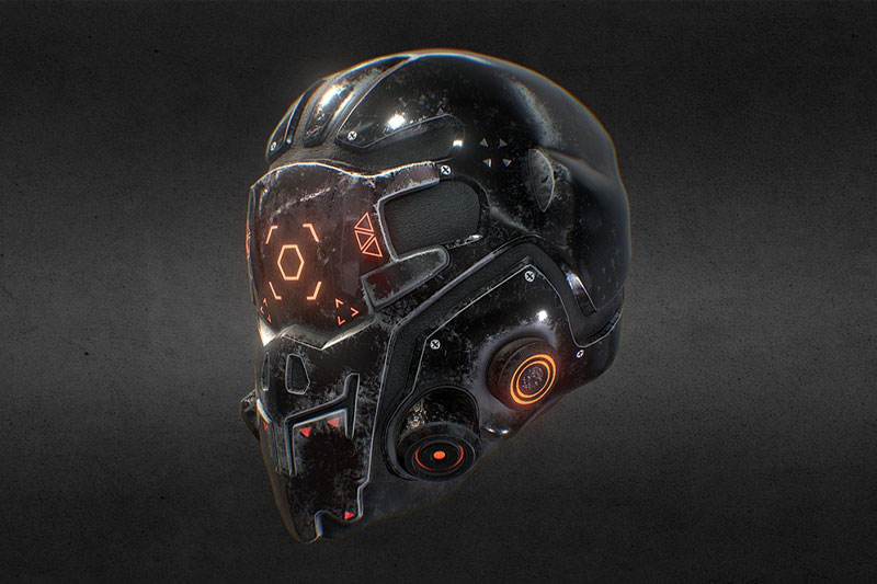 科幻头盔模型机器人头模型C4D模型下载