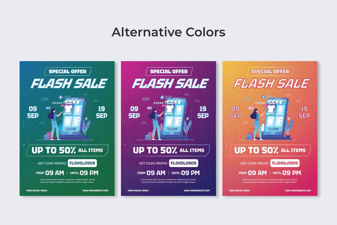 闪购促销活动传单设计Ai和EPS模板 Flash Sale Flyer Ai & EPS Template