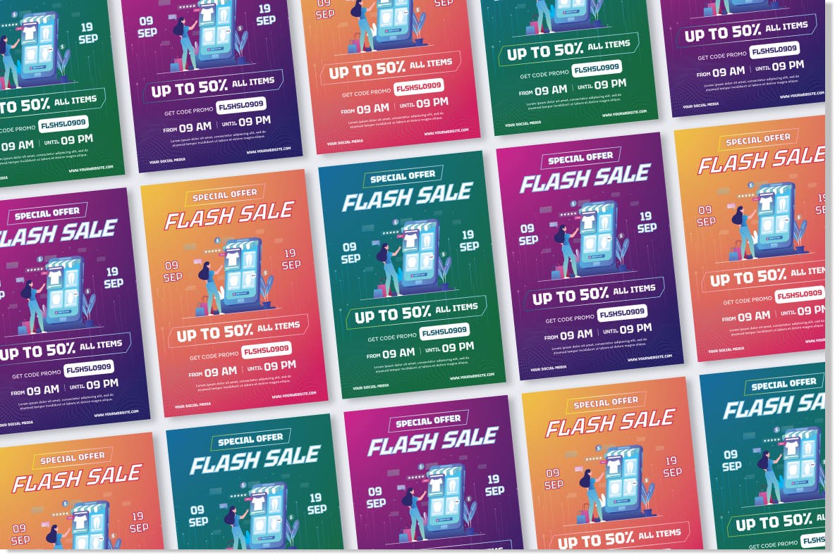 闪购促销活动传单设计Ai和EPS模板 Flash Sale Flyer Ai & EPS Template