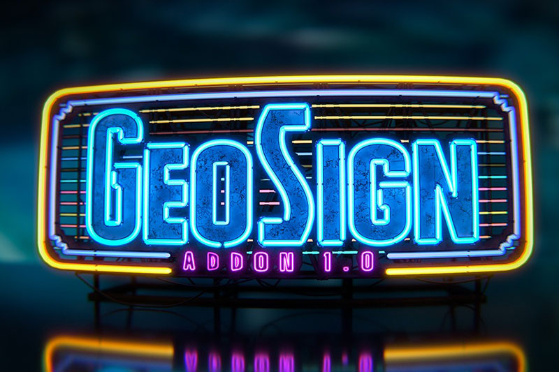 Blender插件-霓虹灯广告牌生成器 Geo Sign v1.0