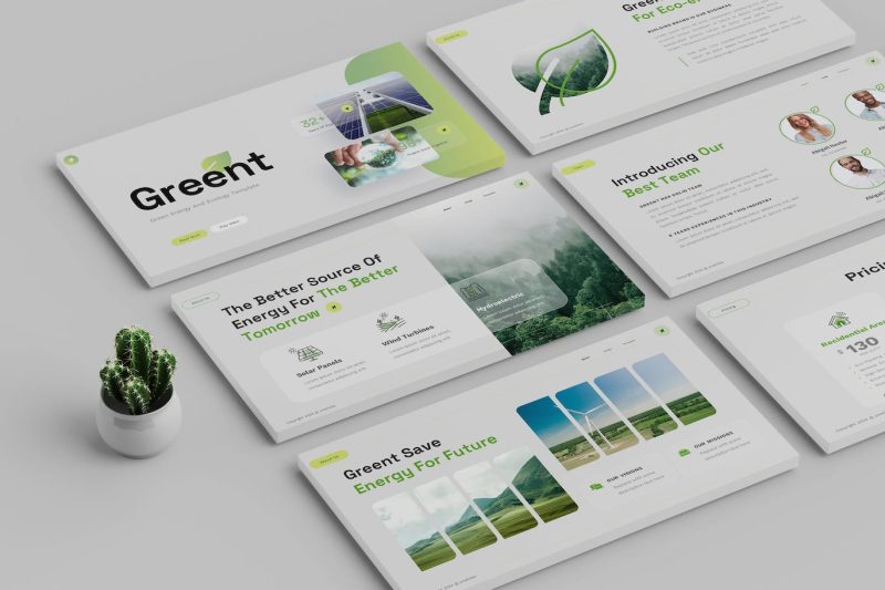 绿色能源与生态行业适用PPT模板 Green Energy and Ecology Powerpoint Template