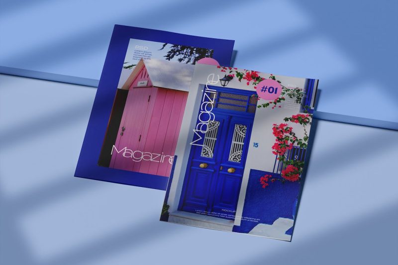 杂志封面封底设计演示样机素材 Magazine Mockup