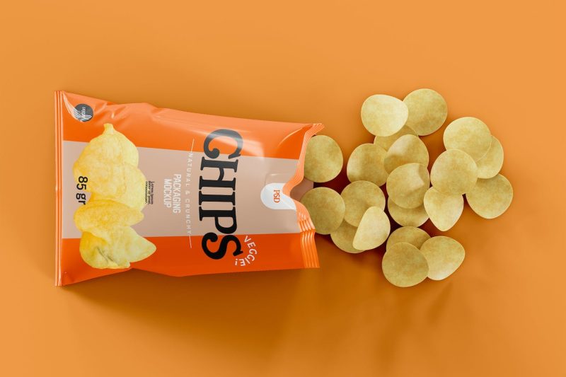 袋装薯片包装设计预览样机素材 Potato Chips Packaging Mockup