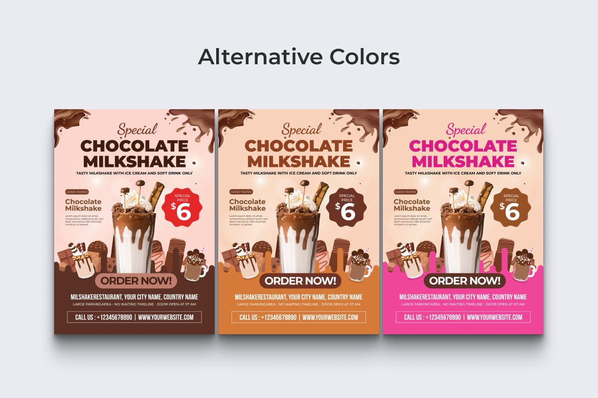 巧克力奶昔传单设计 Ai & EPS 模板 Chocolate Milkshake Flyer Ai & EPS Template