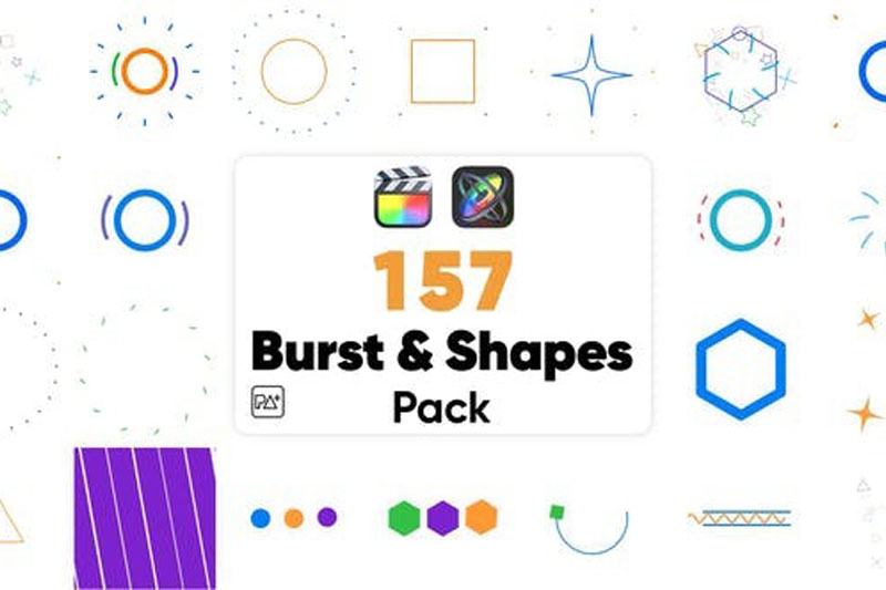 FCPX插件-157组多彩圆圈爆炸线条图形动画视频元素 Burst & Shapes Pack