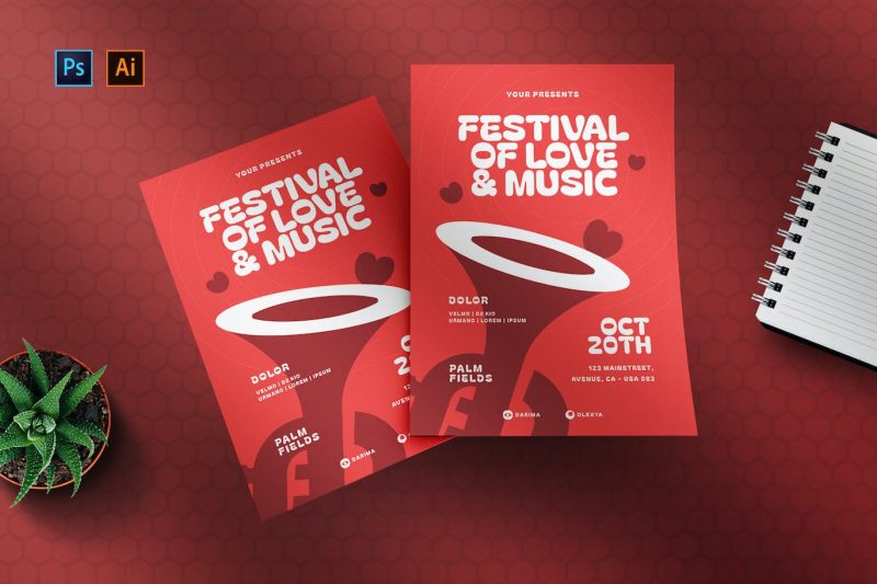 音乐节/沙滩音乐活动海报设计模板 Redheart – Poster Template