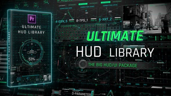 PR模板-263组科技感全息投影HUD元素动画包 Ultimate HUD Library For Premiere Pro