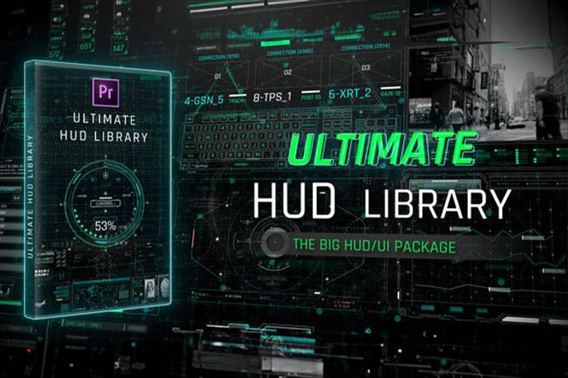 PR模板-263组科技感全息投影HUD元素动画包 Ultimate HUD Library For Premiere Pro