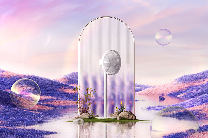 C4D工程-小米落地风扇场景渲染工程梦幻产品场景模型风扇模型C4D模型下载