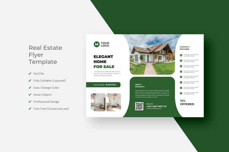 房地产传单模板设计素材 Real Estate Flyer Template Design