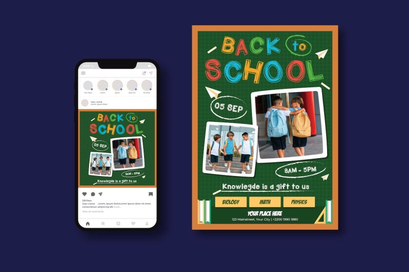 开学日活动传单设计素材 Back To School Flyer