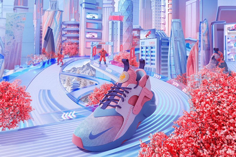 C4D工程-耐克运动鞋KV海报场景渲染工程耐克鞋C4D模型下载