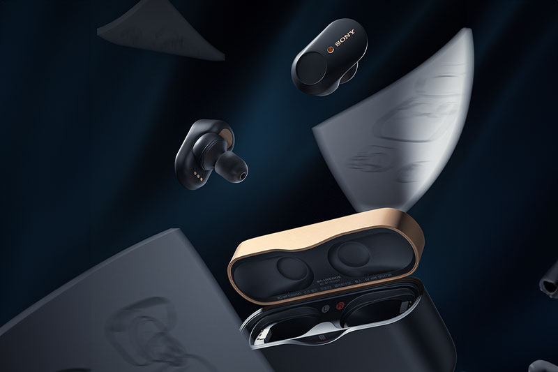 C4D工程-索尼sony无线蓝牙耳机渲染工程索尼蓝牙耳机C4D模型下载