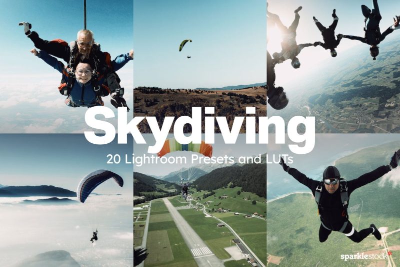 20个空中极限运动拍摄后期调色LR预设 20 SKydiving Lightroom Presets and LUTs