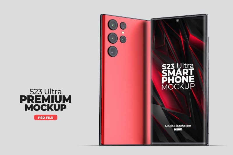 三星 S23 Ultra 智能手机样机模板素材 S23 Ultra Smartphone App Promo Mock-up PSD v02