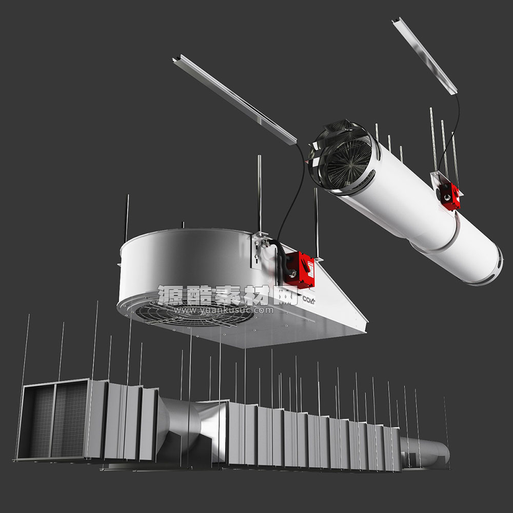 工业排风口模型通风管道模型C4D模型下载