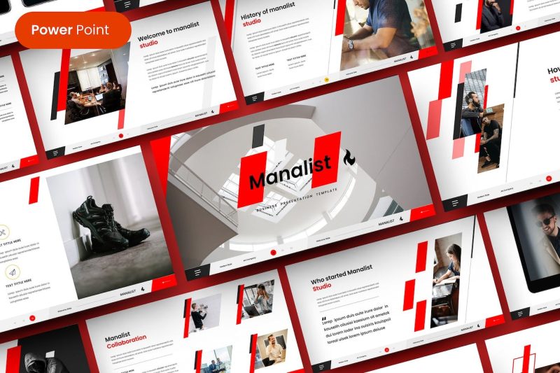 企业宣传介绍适用的PPT模板 Manalist – Business PowerPoint Template