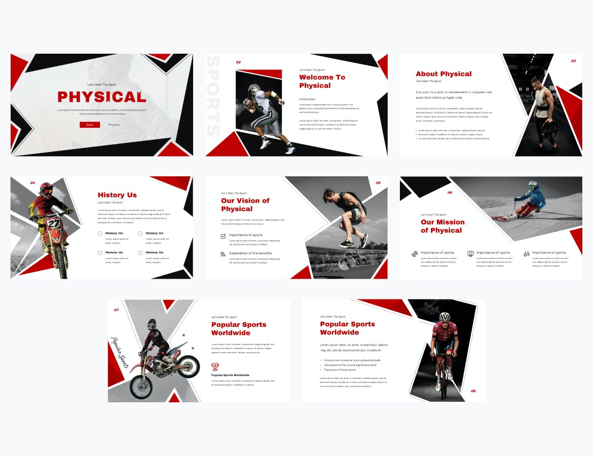 体育运动主题PPT演示模板 Physical – Sport Presentation Template Powerpoint