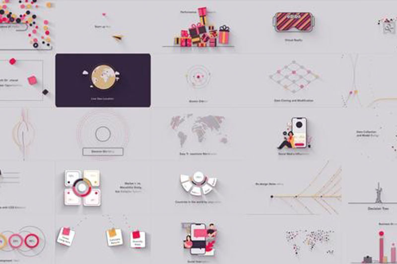 AE模板-精美信息图表视频讲解动画元素 Minimal Design Explainer video Kit