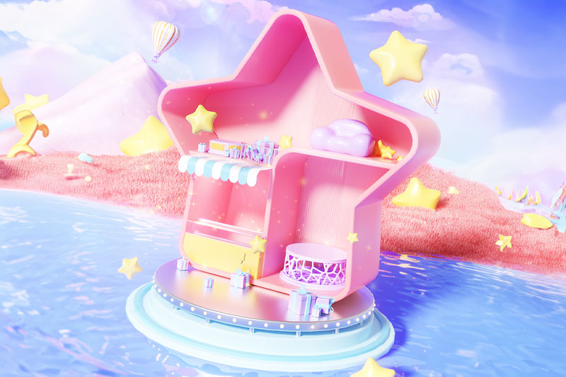 C4D工程-电商展台商品场景渲染工程电商场景C4D模型下载