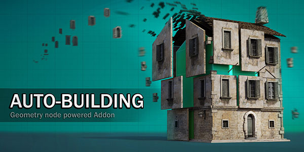 Blender插件-几何节点自动生成建筑楼房插件 Auto-Building v1.1.4 + 资产预设