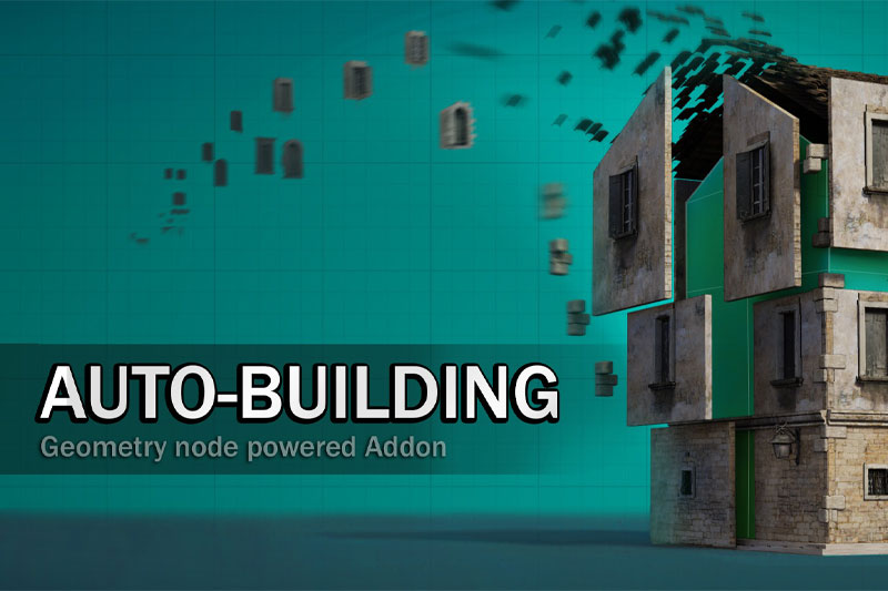 Blender插件-几何节点自动生成建筑楼房插件 Auto-Building v1.1.4 + 资产预设
