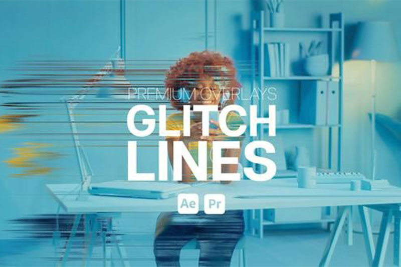 AE/PR模板-画面叠加故障毛刺条纹线条效果 Premium Overlays Glitch Lines