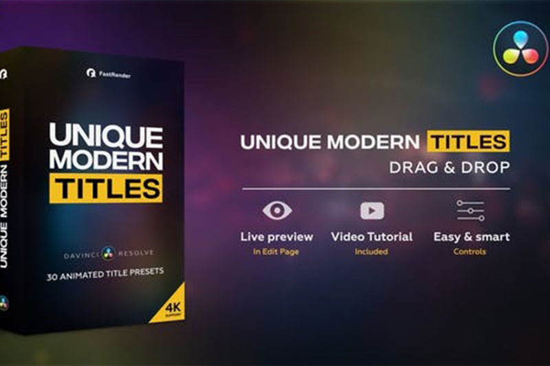 达芬奇模板-30种现代时尚文字标题动画预设 Unique Modern Titles
