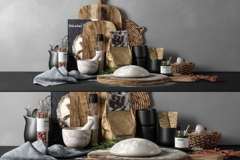 C4D模型-砧板模型餐具模型厨房用品C4D模型下载