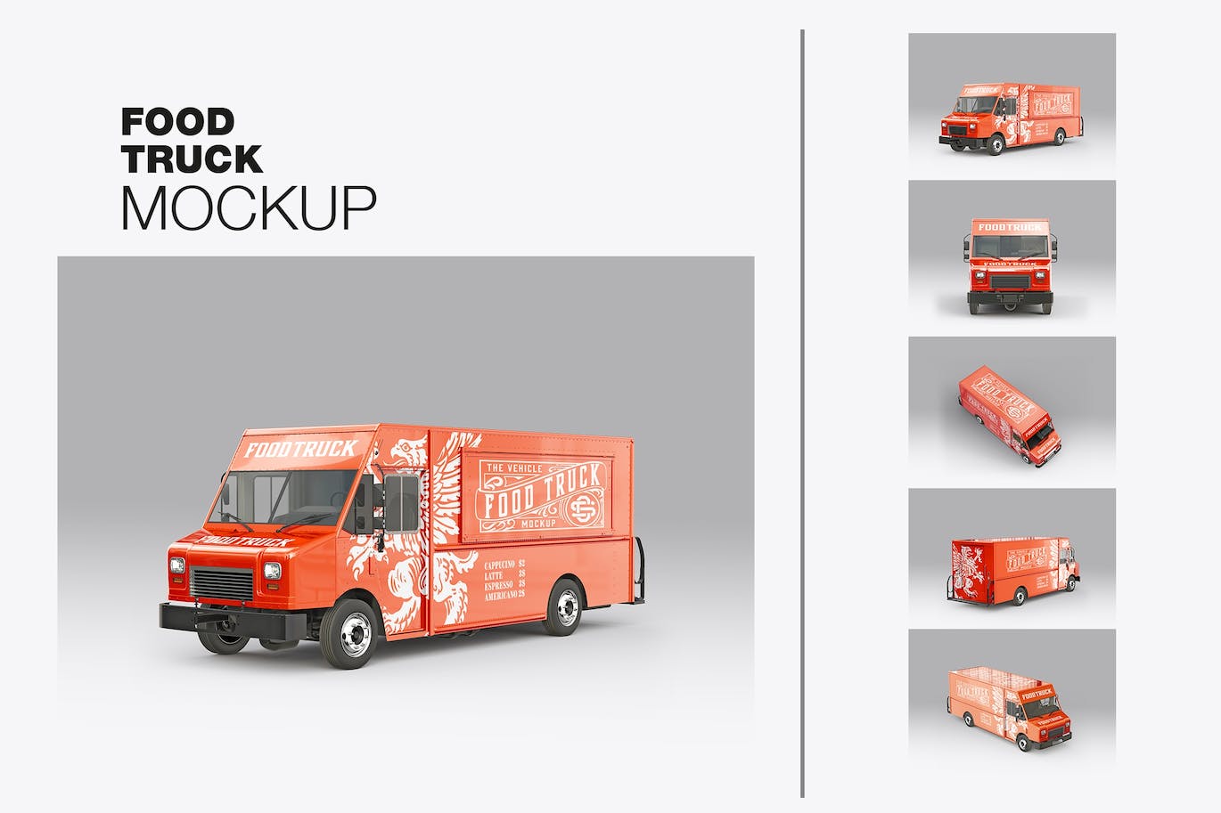 餐车拉花样机设计素材下载 Step Van Food Truck Mockup