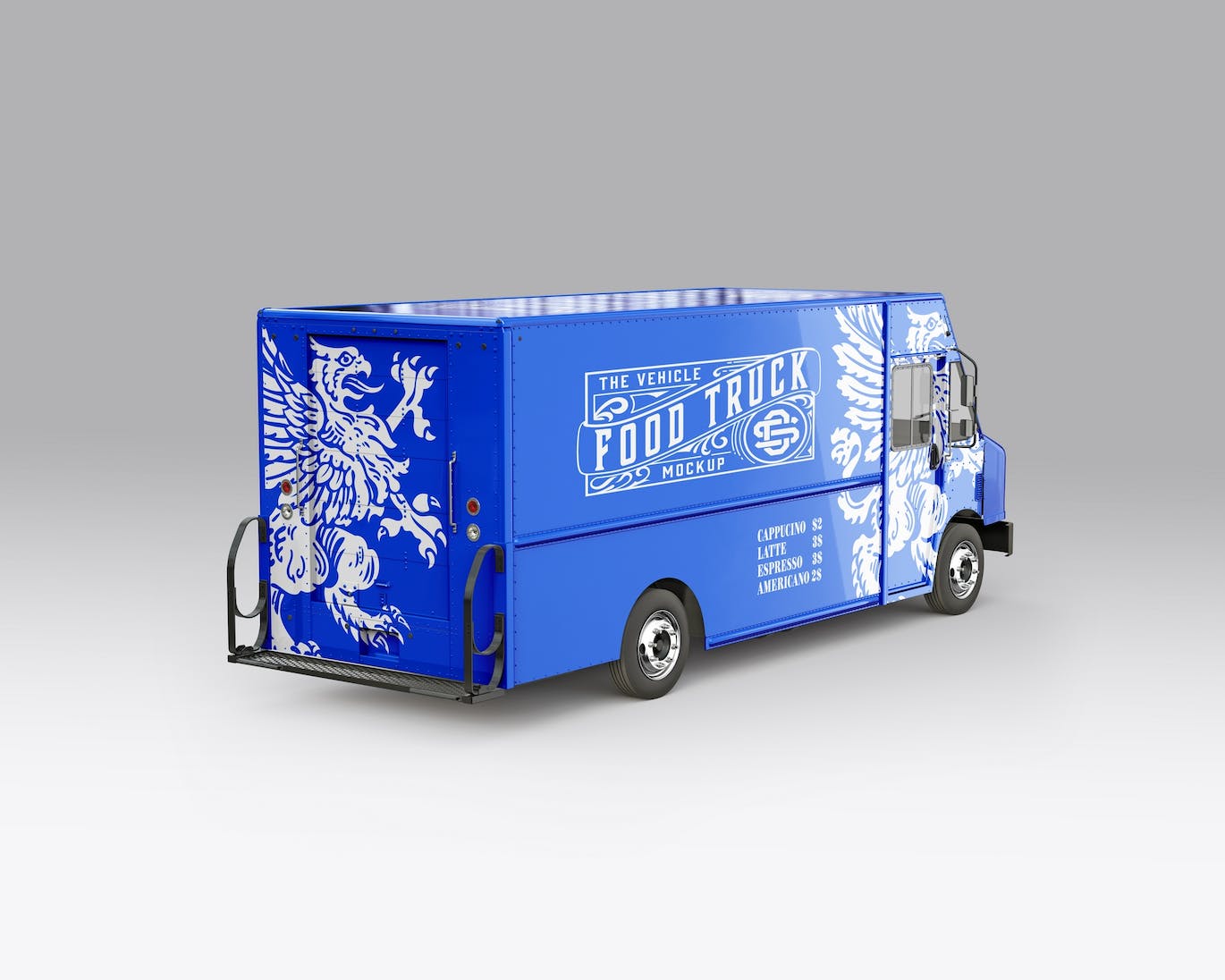 餐车拉花样机设计素材下载 Step Van Food Truck Mockup