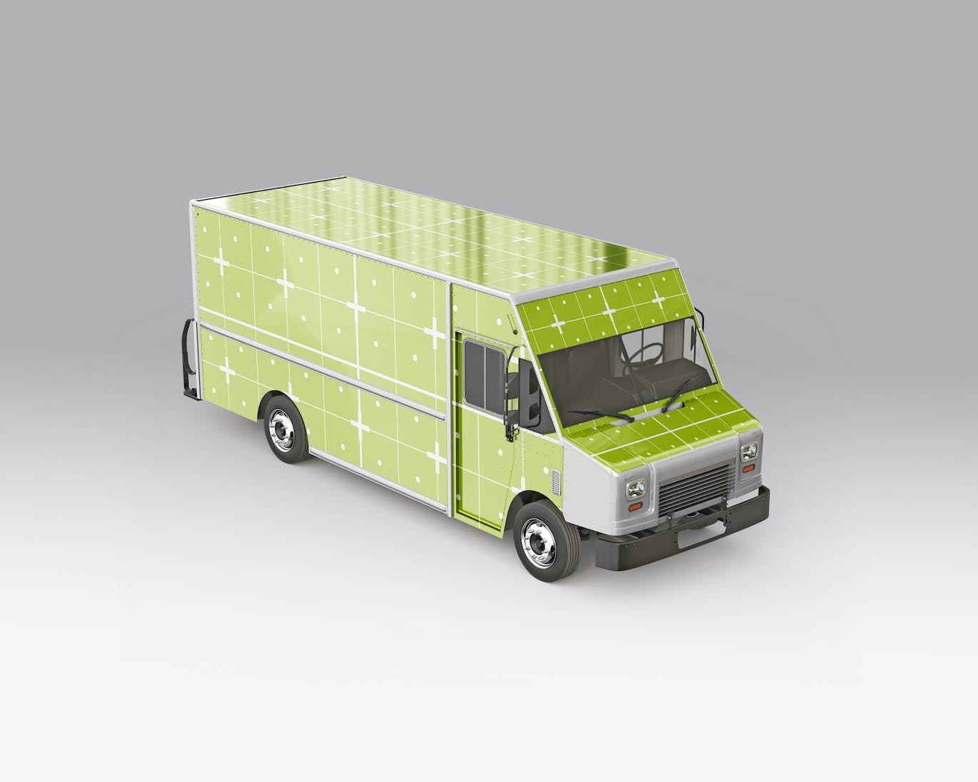 餐车拉花样机设计素材下载 Step Van Food Truck Mockup