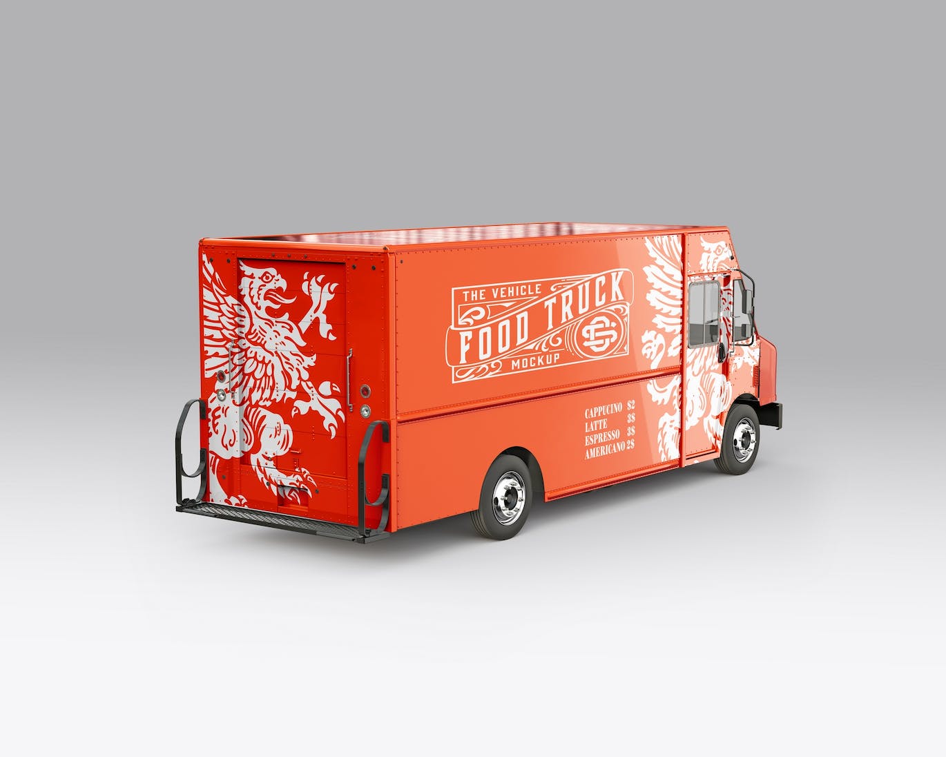 餐车拉花样机设计素材下载 Step Van Food Truck Mockup