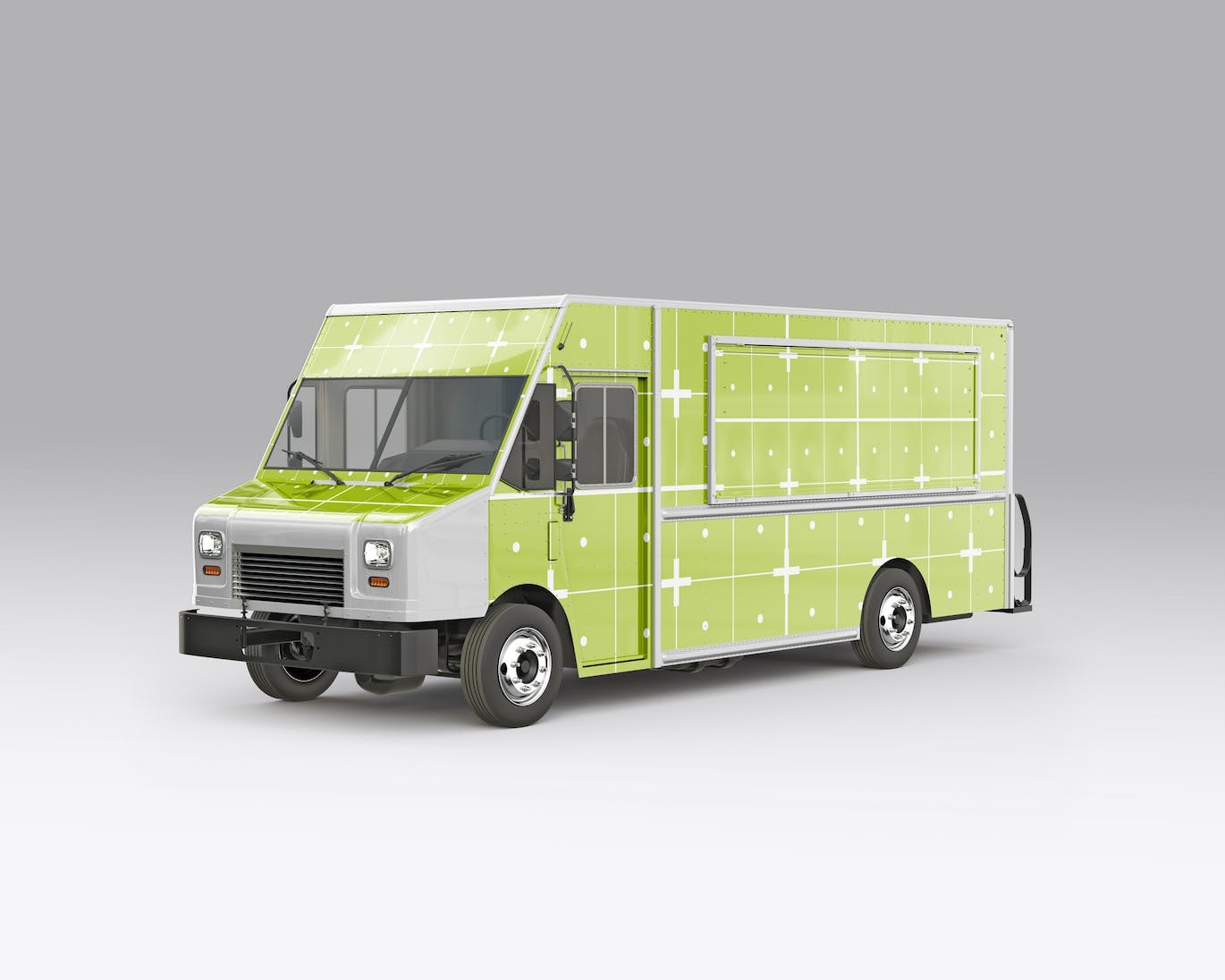 餐车拉花样机设计素材下载 Step Van Food Truck Mockup